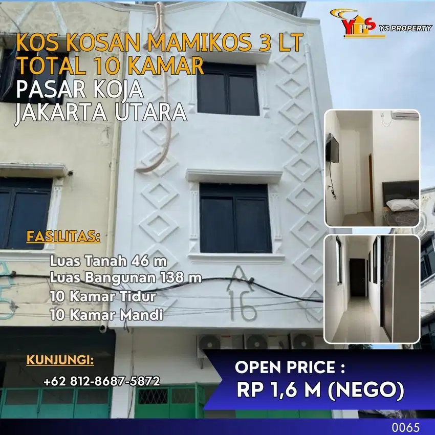 PASAR KOJA JAKARTA UTARA KOS KOSAN 3 LT DIKELOLA MAMIKOS 10 KAMAR 0065