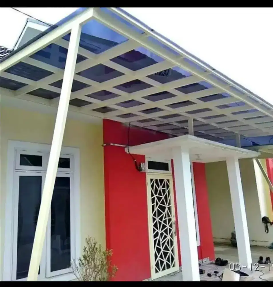 Kanopi solarflat transparan kanopi kaca