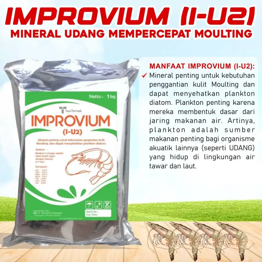 Mineral Mempercepat Moulting Udang IMPROVIUM (I-U2) 1 Kg