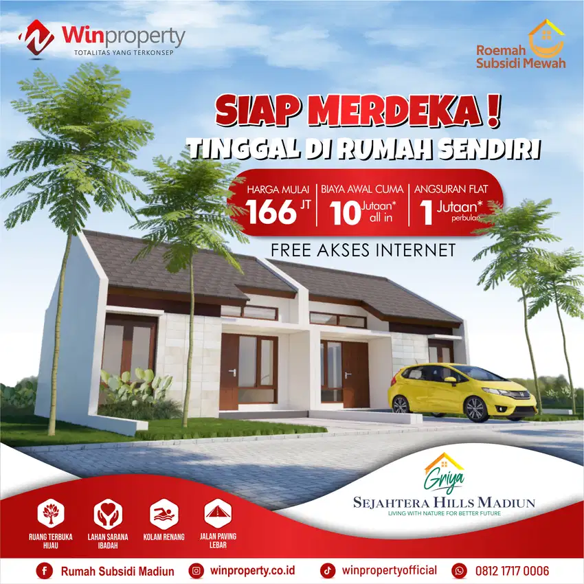 RUMAH SUBSIDI PROMO 10JTAN ANGSURAN FLAT 1JTAN DI GSH MADIUN