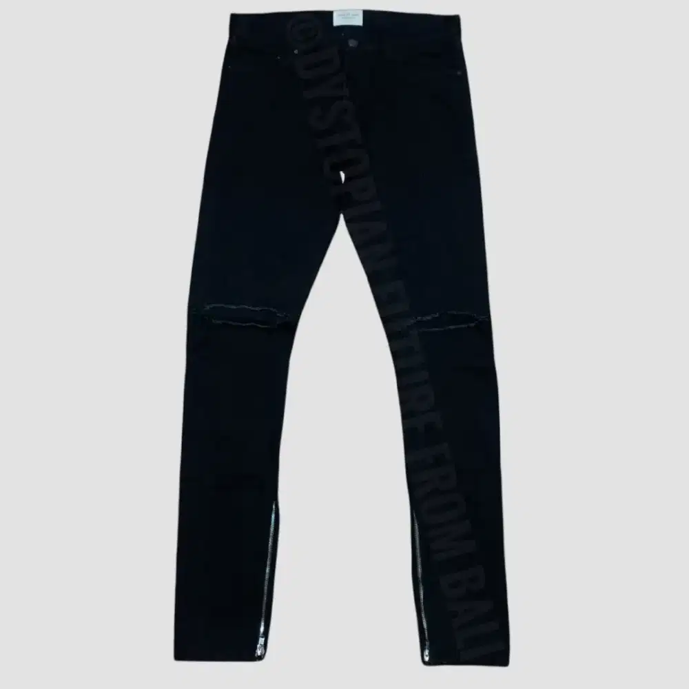 Fear Of God Fourth Collection Black Distressed Zipped Hem Jeans