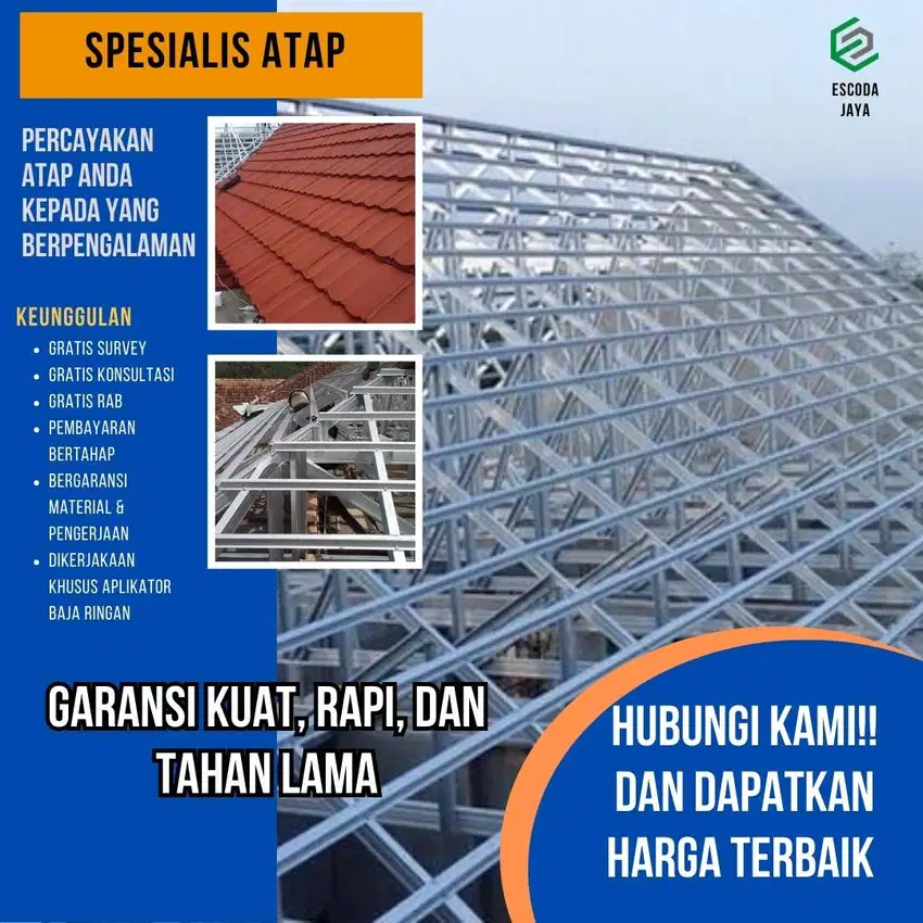 Pasang Rangka Atap Baja Ringan dan Atap Genteng GARANSI 5th!!