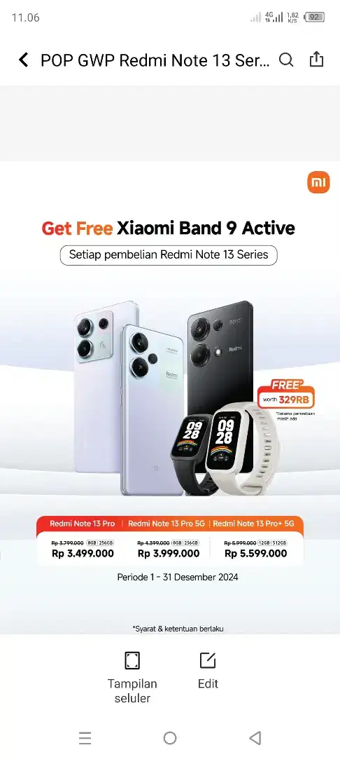 Redmi Note 13 Pro 5G free smartband 9 active