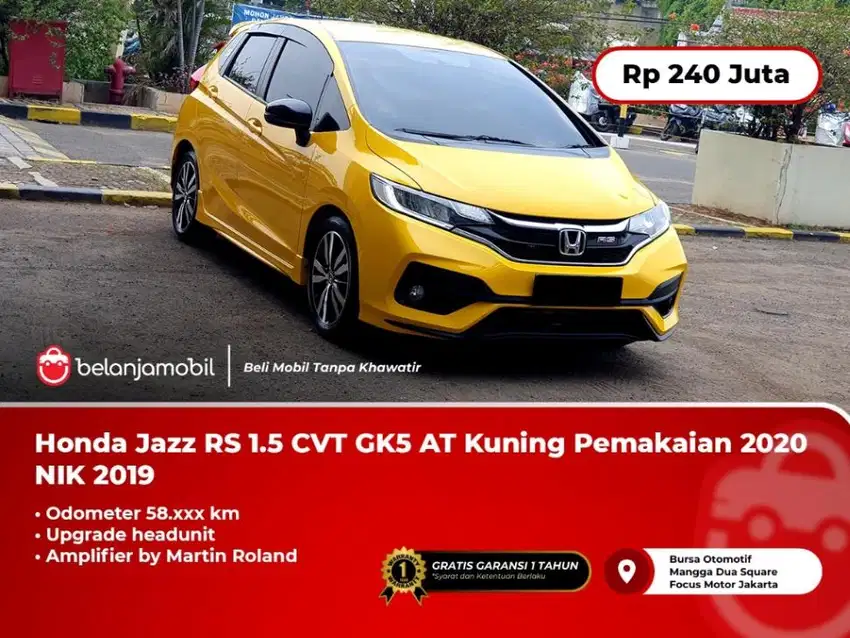 [ UPGRADE HU + AUDIO ] Honda Jazz RS 1.5 CVT GK5 AT Kuning 2019/2020