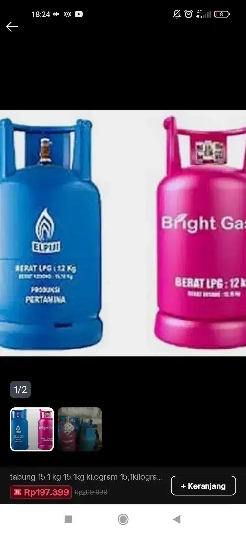 Dijual BU Tabung Gas Biru dan Pink