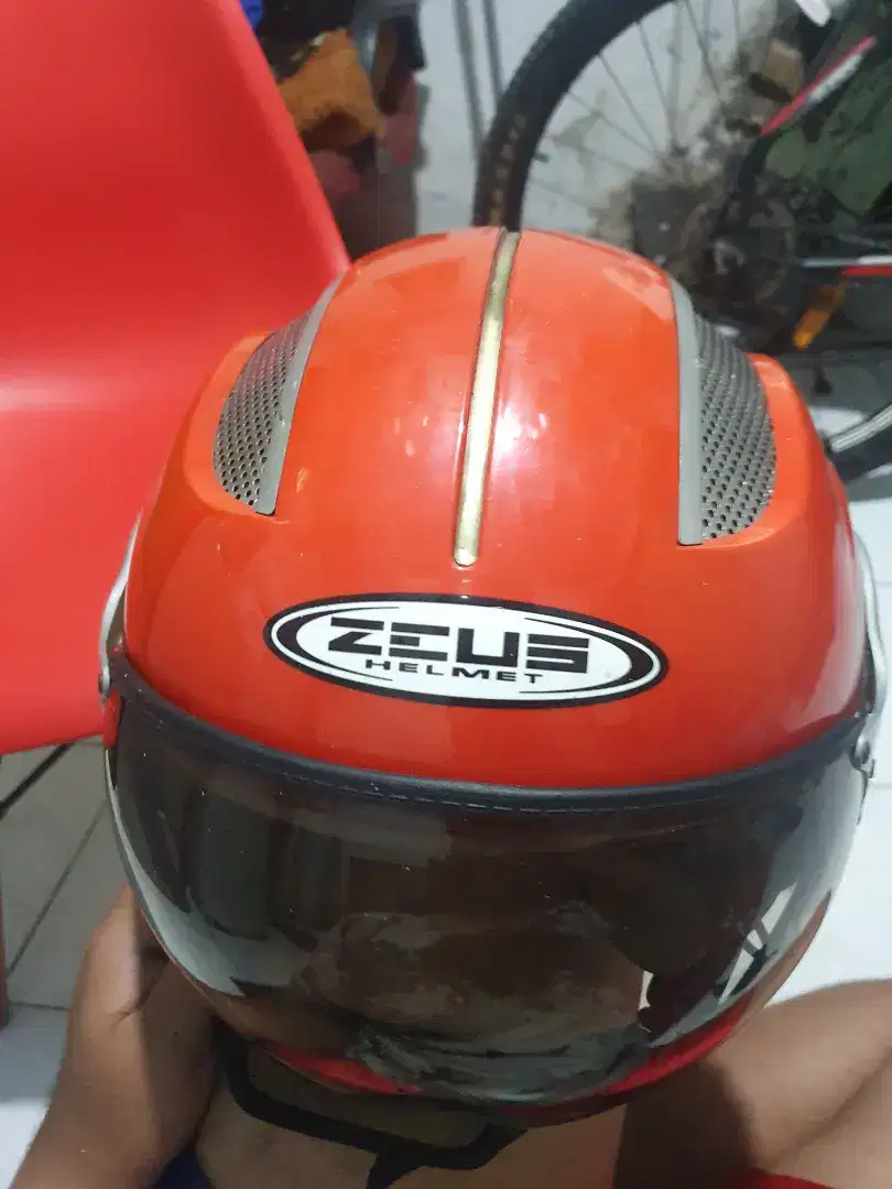 Helm Zeus Retro Halfface Import ZS-218 Red