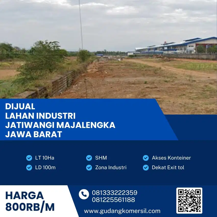 Dijual Cepat Lahan Zona Industri, Jatiwangi,Majalengka,Luas 9 Ha BU!