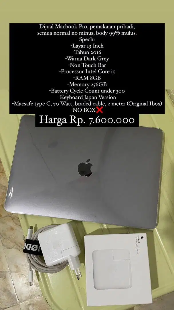 Macbook Pro 13 Inch Tahun 2016 Mulus