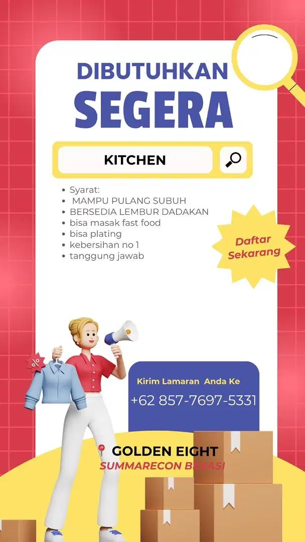 lowongan kerja chef kitchen dapur