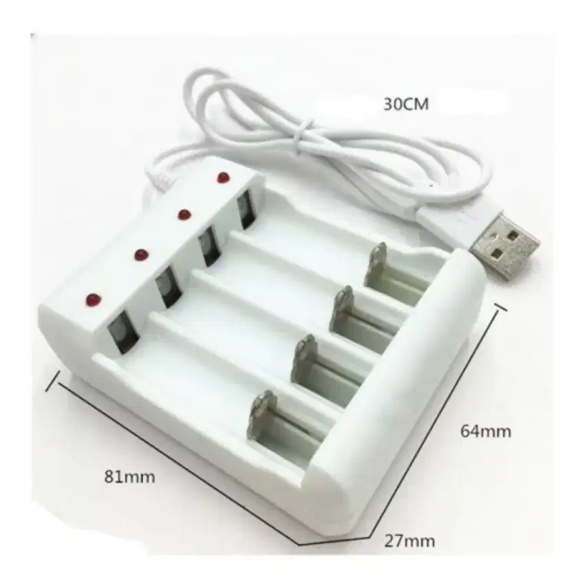 charger Batrai AA dan AAA white usb