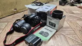 Canon 60D , 2 Lensa , Lensa fix 50mm , Lensa kit 55mm