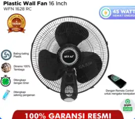 Kipas angin sekai 16 inch dinding / tembok pakai remote WFN 1628 RC