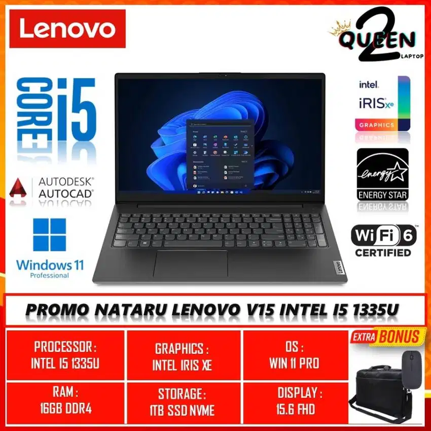 LAPTOP LENOVO V15 PROSESOR I5 GEN13 RAM 8GB FULL HD TERLARIS