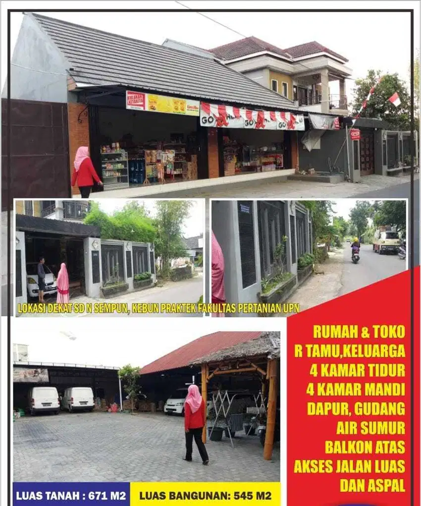 Dijual Cepat Rumah dan Toko Dekat UPN JOGJA