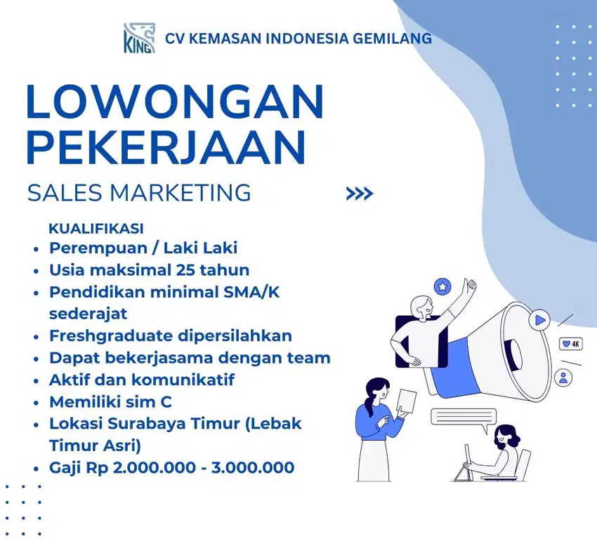 Lowongan Pekerjaan Sales Marketing Online di Perusahaan Packaging Sby