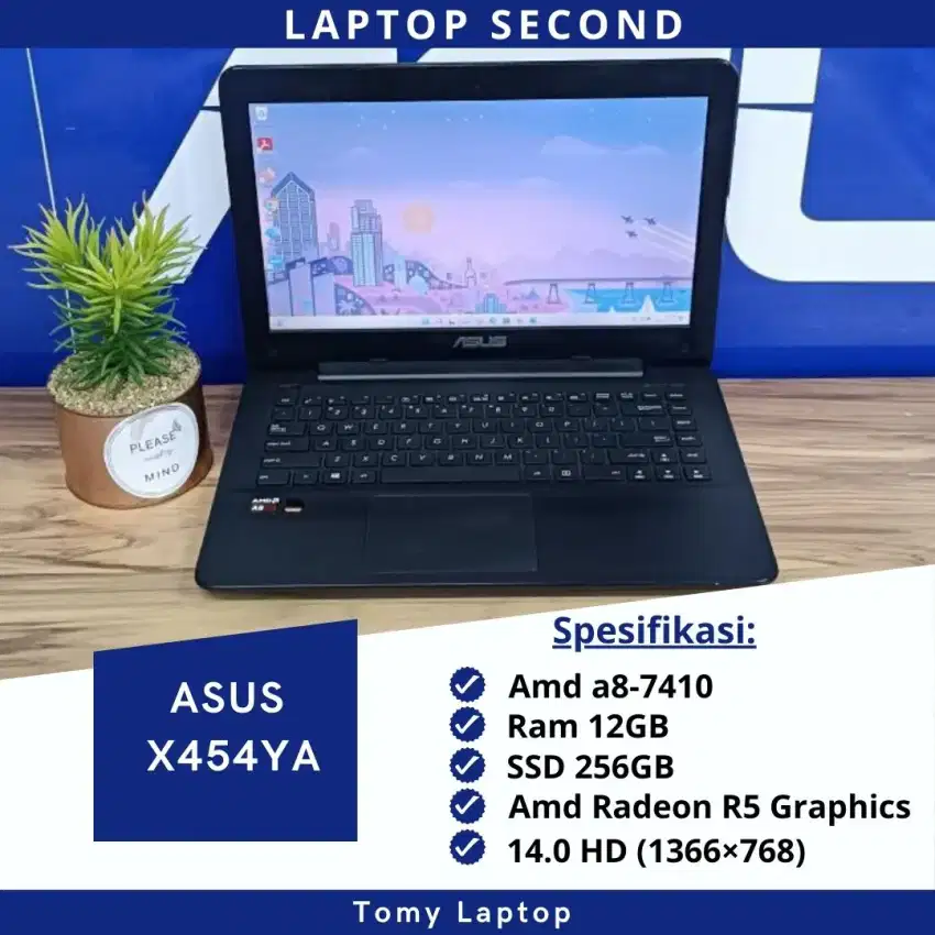 LAPTOP ASUS X454YA/AMD A8 7410/AMD RADEON R5/RAM 12GB/SSD 256GB/MURAH