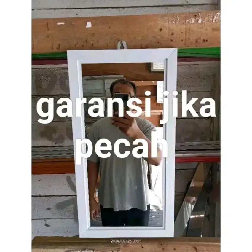 Cermin aluminium gantung ukuran 25x48cm