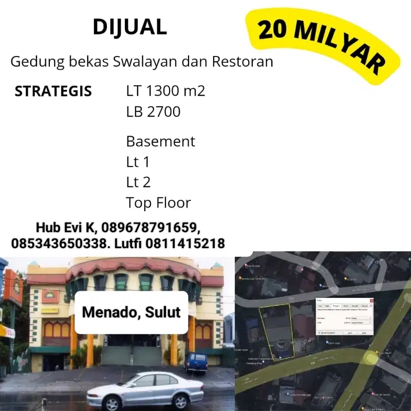 Di Jual Gedung Ex.Swalayan/Restoran, di Manado, Sulawesi Utara