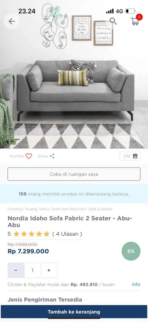 dijual cepat sofa informa nordia idaho abu abu