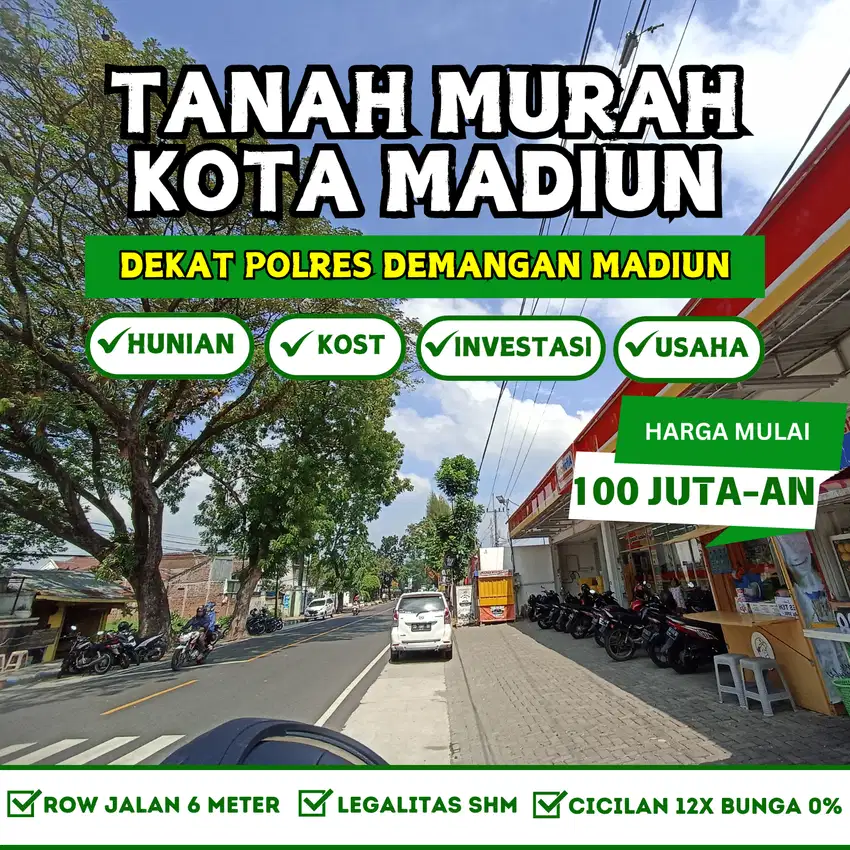 Dijual Tanah Murah Mulai 100jt-an dekat Polres Demangan Madiun