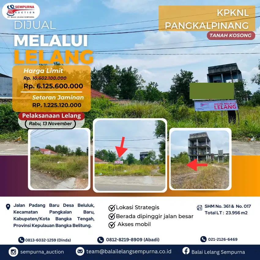 Di Jual Melalui Lelang Tanah Di Kota Pangkalpinang