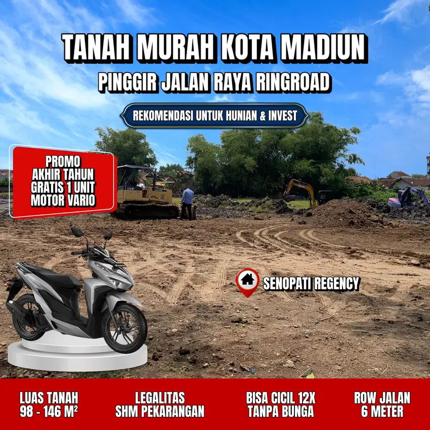 KAVLING PREMIUM PINGGIR JALAN RAYA RINGROAD KOTA MADIUN