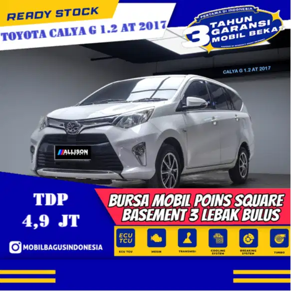 [Dp 4,9 Jt] Toyota Calya 1.2 G MPV AT 2017 Putih No Pol Genap