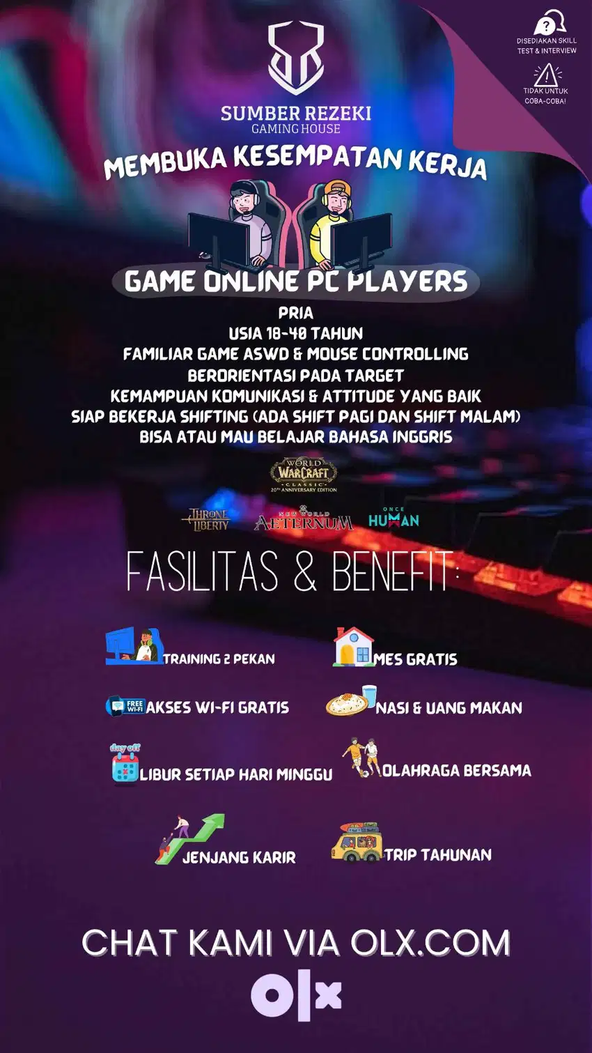 LOWONGAN KERJA MAIN GAME! YUK GABUNG JADI PLAYER KAMI!