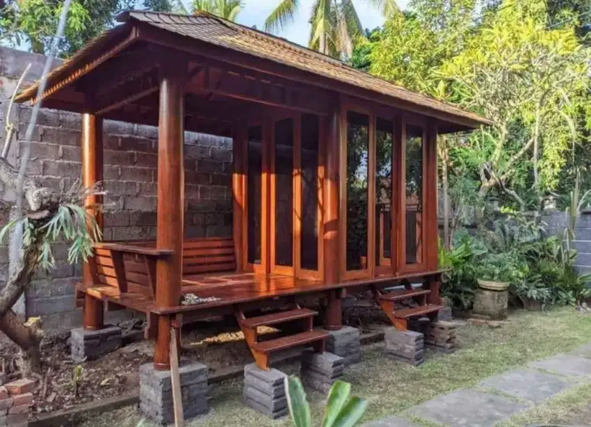 Saung dinding kaca minimalis terima jadi di lokasi
