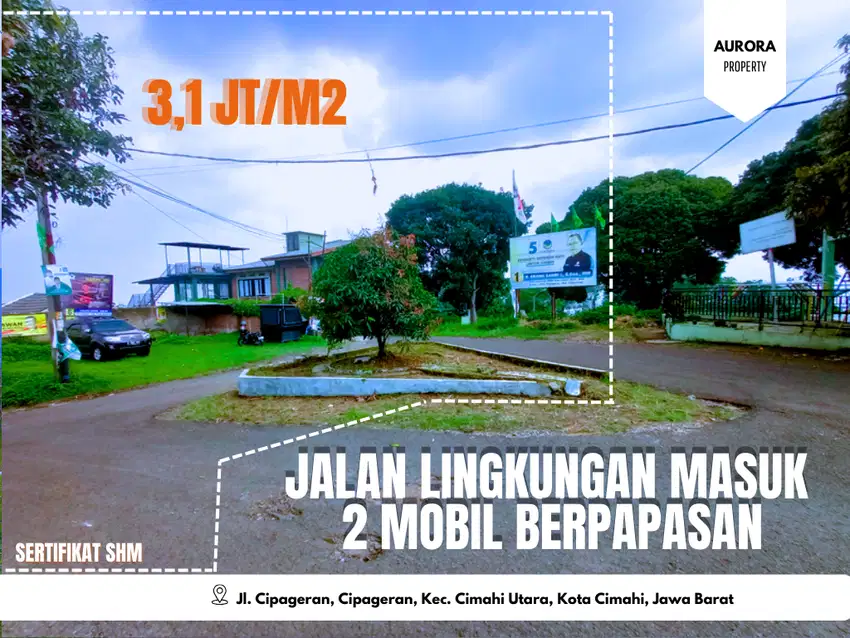 Dijual Tanah Murah Cimahi Luasan 100-an M2 Lokasi Pinggir Jalan.