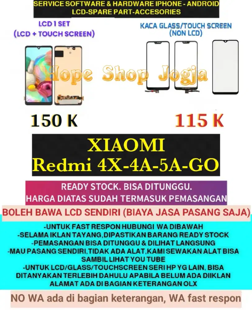 Service HP-Baterai-Touchscreen-LCD XIAOMI Redmi 5A-Go-4x-4A