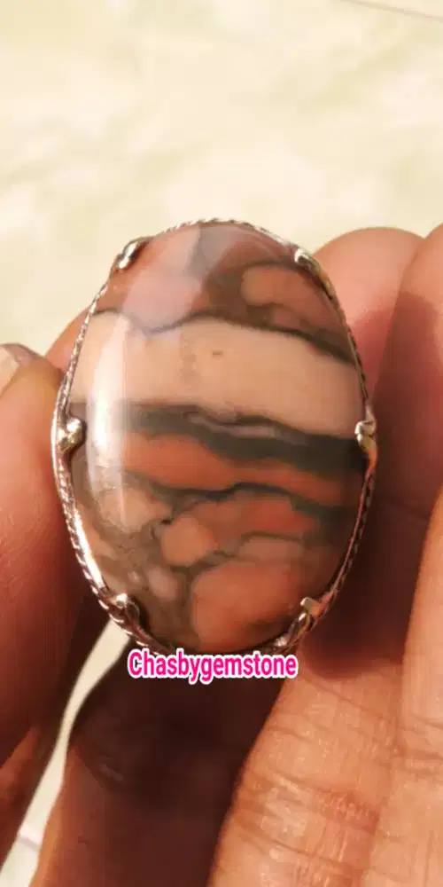 Natural Batu akik jasper serat jala-Batu akik jasper motif kendit
