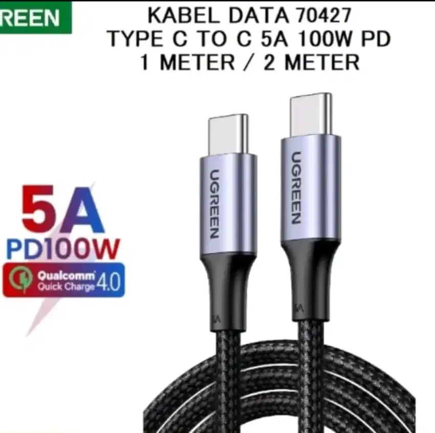 Ugreen Kabel Data Type C to Type C 5A 100Watt PD Fast Charging 70427