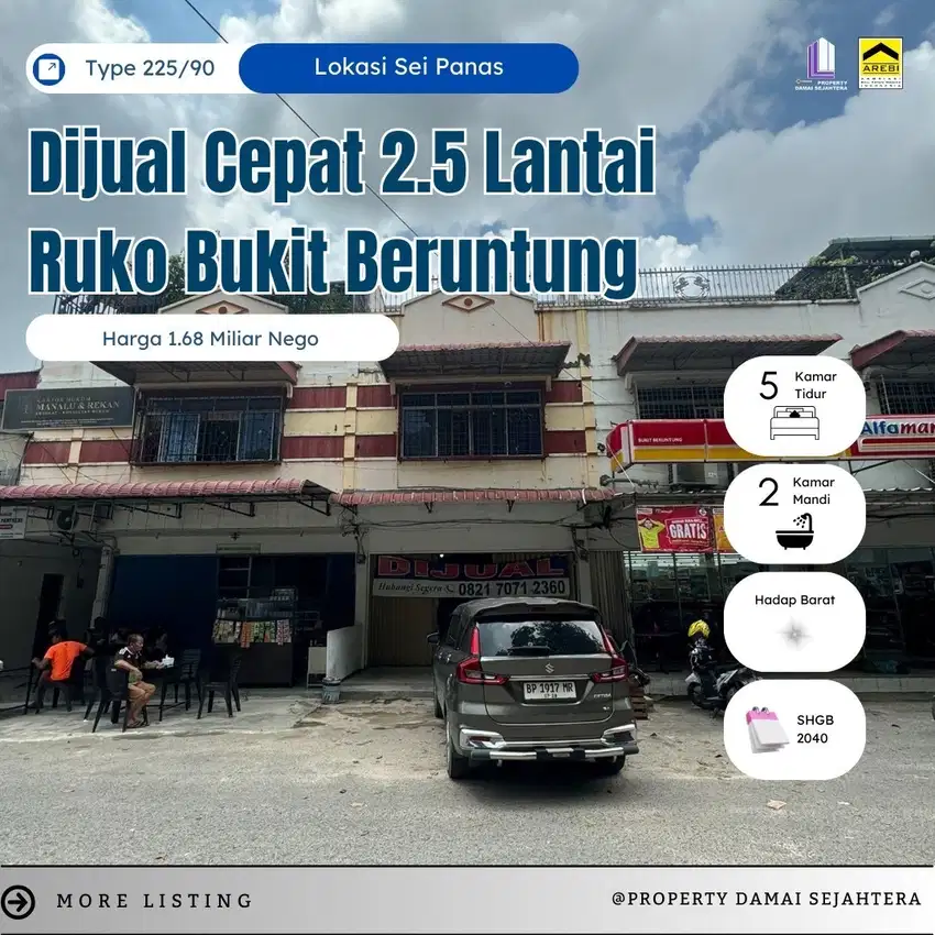 Dijual Ruko Sei Panas Komplek Bukit Beruntung