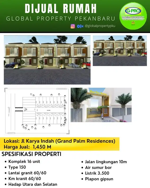 Dijual Rumah Baru Komplek Grand Palm Residence