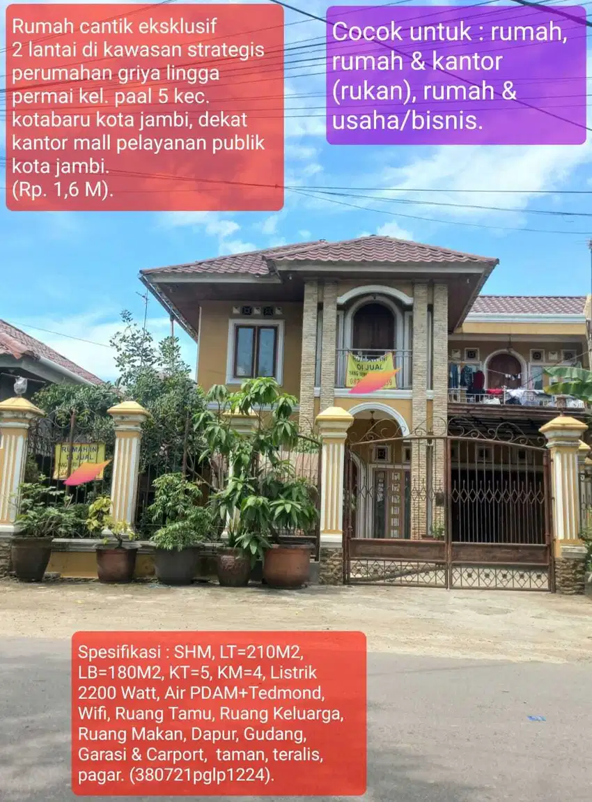 Rumah Cantik Eklusif Murah di Tengah Kota Jambi