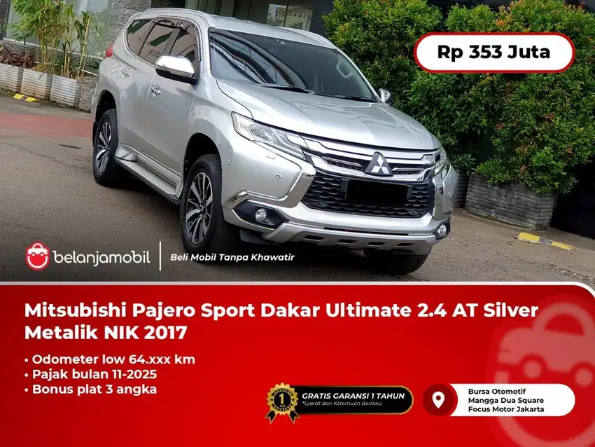 [LOW KM] Mitsubishi Pajero Sport Dakar Ultimate 2.4 AT Silver NIK 2017