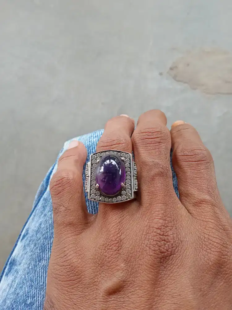 Cincin batu natural kecubung Kalimantan