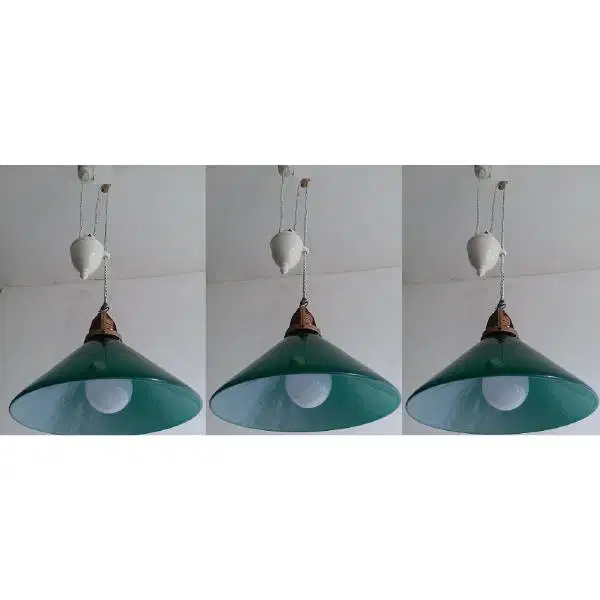 Vintage antik Cones UFO Lamp /  lampu kerucut kristal katrol zaman kol