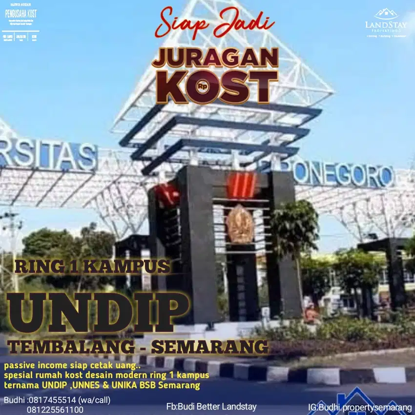 ASET PROPERTI KOST MODERN DI JAWA, SPESIAL RING 1KAMPUS UNDIP SEMARANG