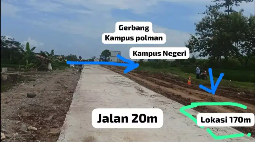 Dijual TANAH 170m PINGGIR JALAN KAMPUS NEGERI POLMAN MAJALENGKA