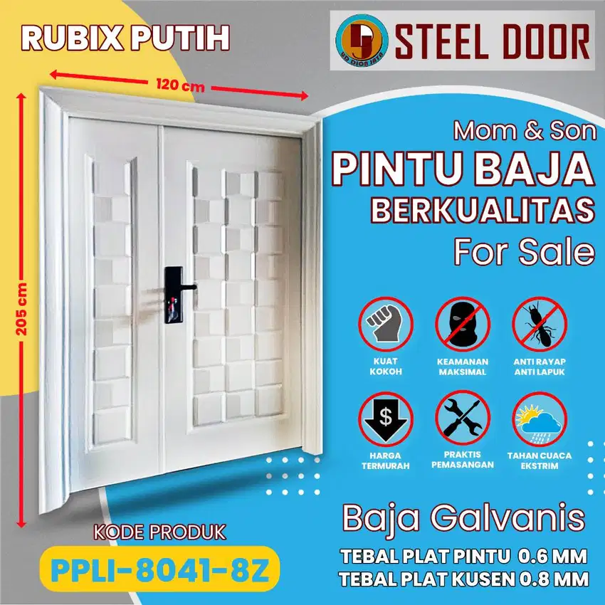 Panpan - Pintu Baja Double Tipe Mother & Son Ukuran 120 x 205 Cm