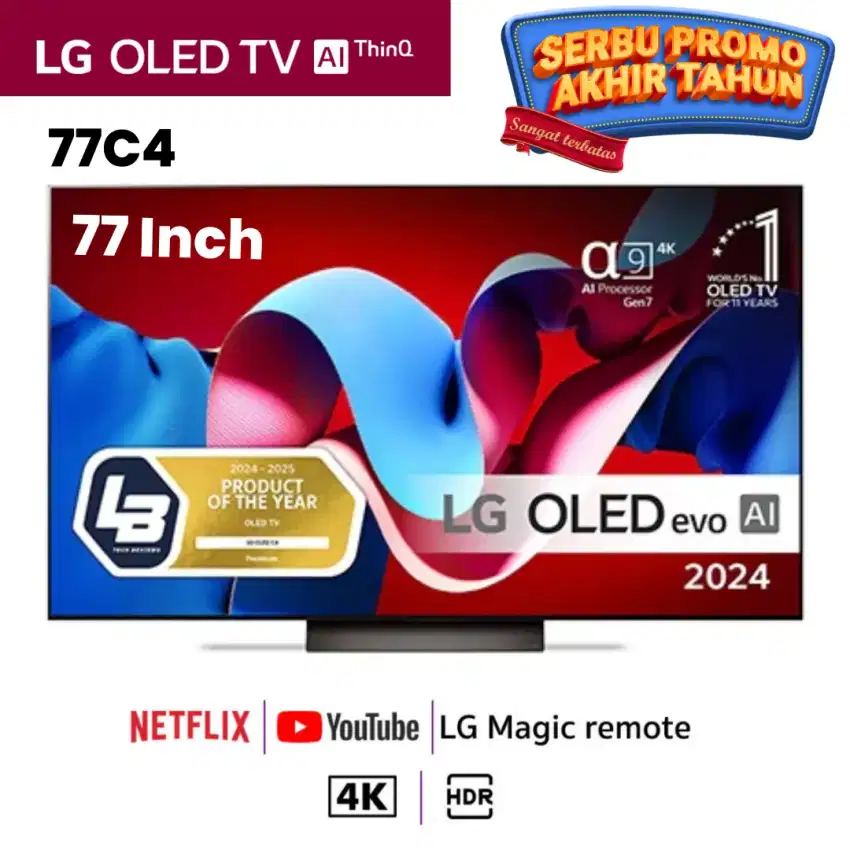 TERMURAH! LG OLED TV 4K 77 Inch - Smart TV ThinQ AI 77C4PSA NEW 2024