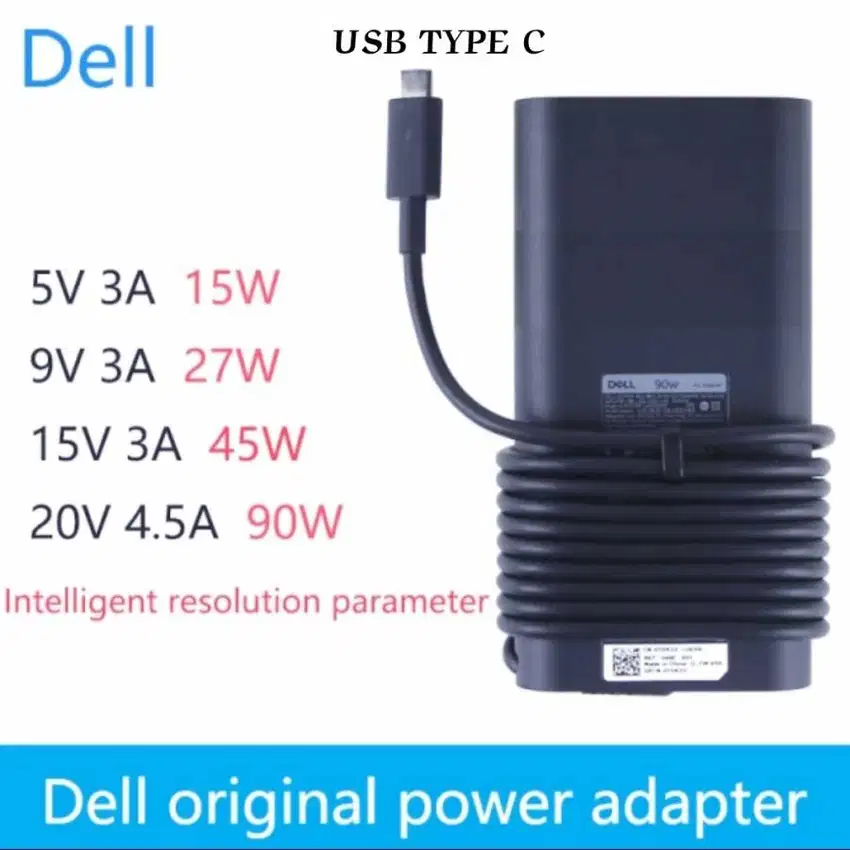 Charger Laptop Dell 90W USB Type C Adapter Adaptor Inspiron Latitude