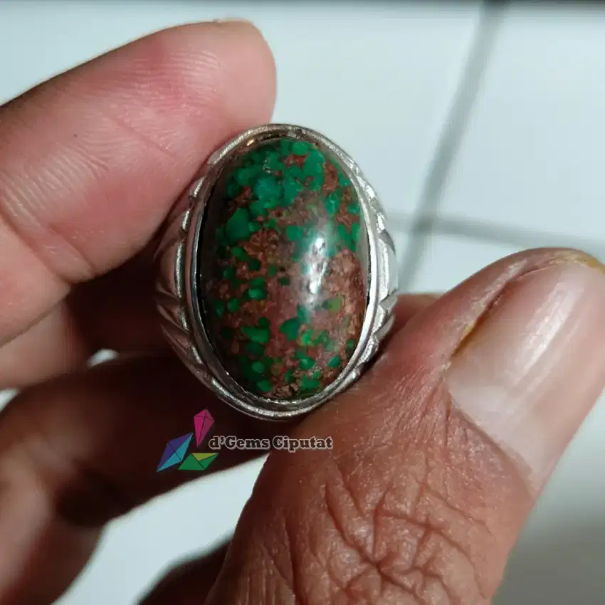 Batu Cincin Akik Permata Natural Turquoise Pirus Hijau Persia Top