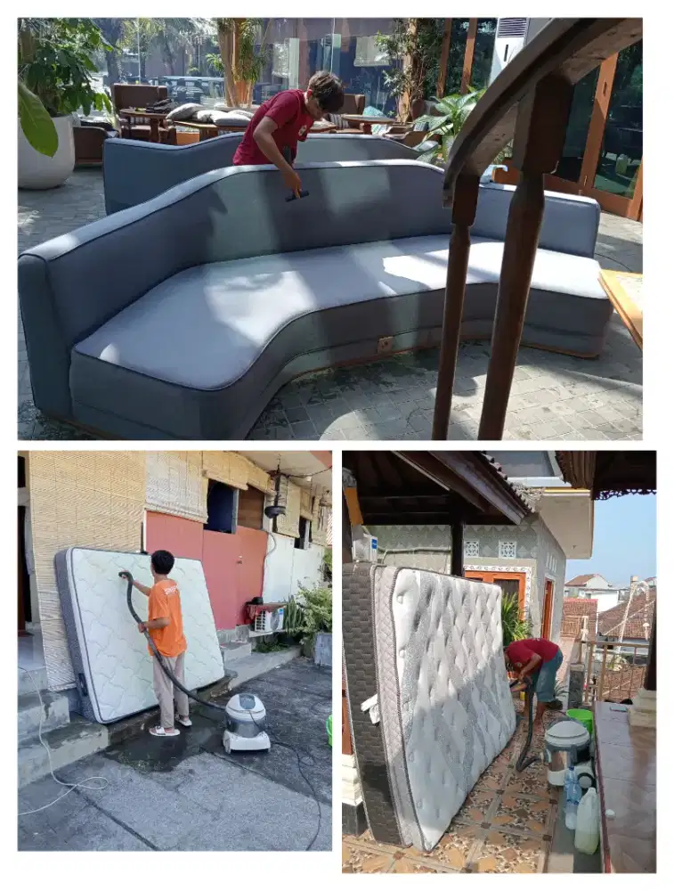 Cuci sofa springbad dan poles lantai