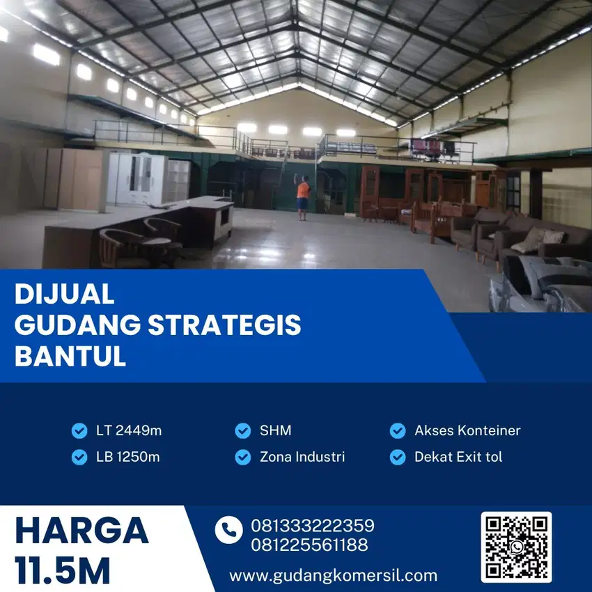 Dijual Cepat Gudang Zona Industri 2449m2,Lokasi Bantul Yogyakarta Bu!