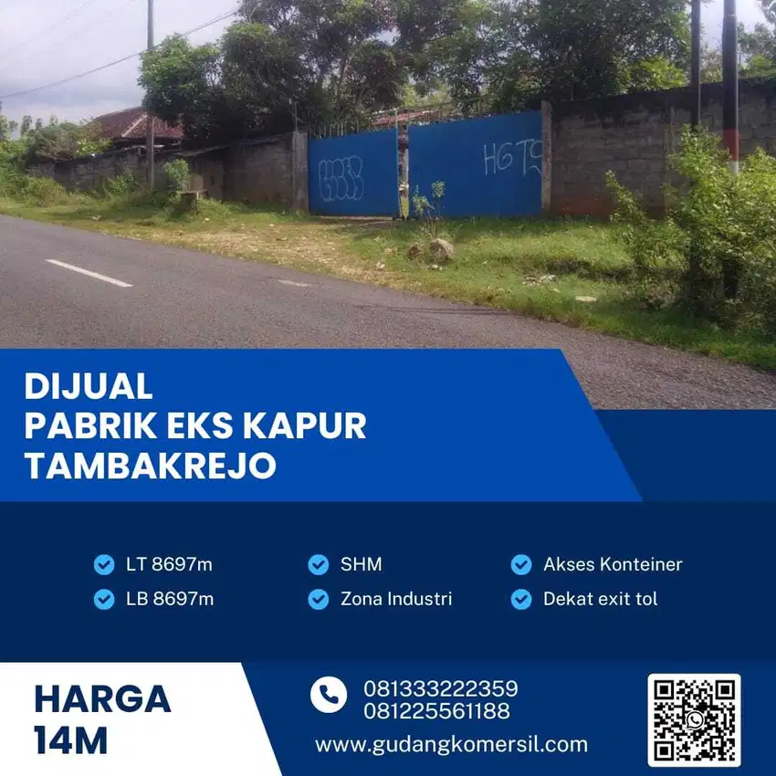 Dijual Eks Pabrik Kapur Industri,Gunungkidul,Yogyakarta 8697m2,BU!