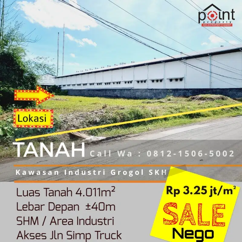 Tanah Industri 4.011 m² Di Kawasan Pabrik Di Grogol SKH