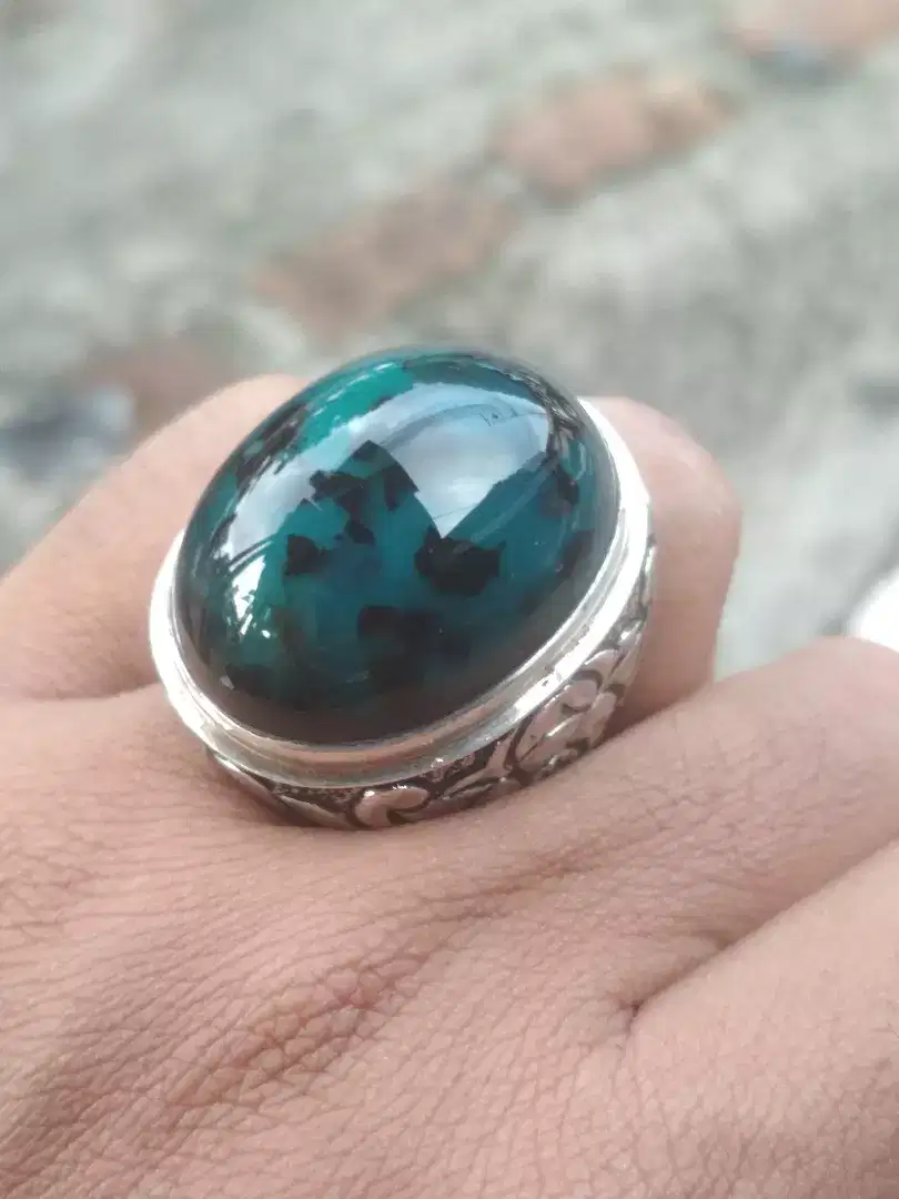 cincin batu bacan doko natural asli jumbo ring perak